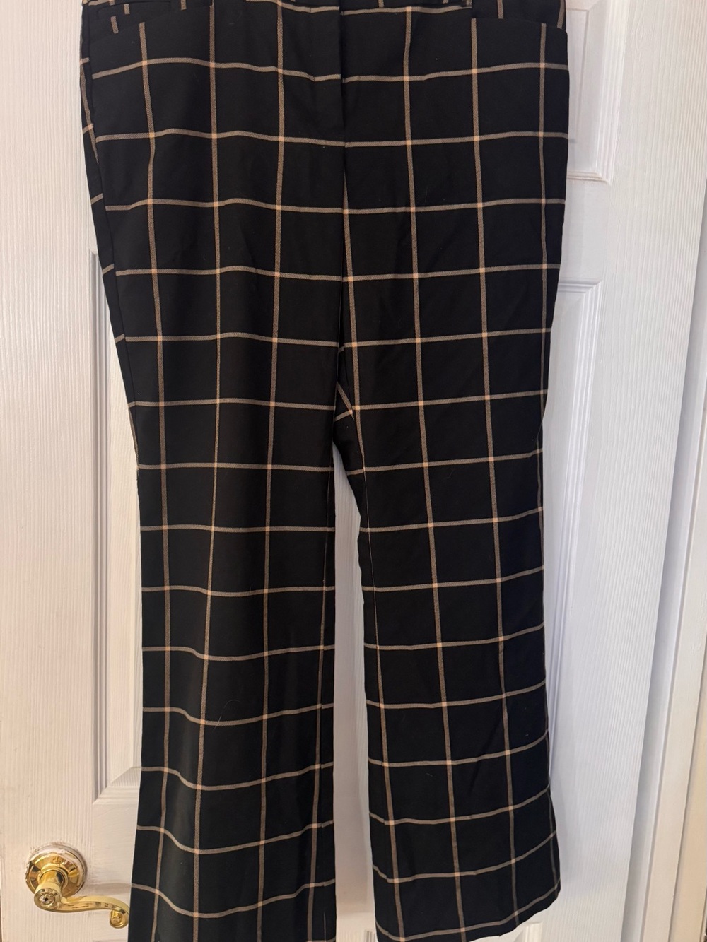New York & Company Black Wide-Leg Pants with Tan Windowpane